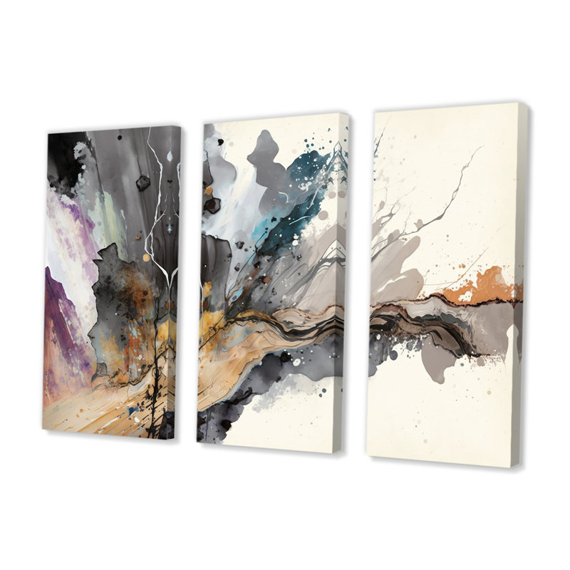 «Jazz Rhythms in Shades of Grey I», reproduction sur toile 3 pièces, H 28 po x l 36 po x P 1 po, Toile tendue