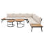 Véranda moderne avec coussins d'eau - Tables basses et coussins en bois beige pour patio