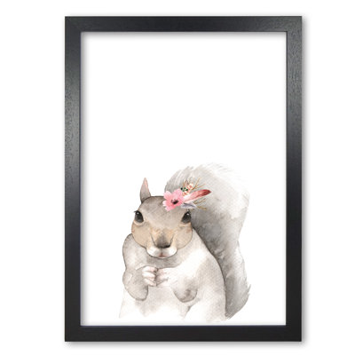 Forest Friends, Floral Cute Squirrel - Single Picture Frame Painting