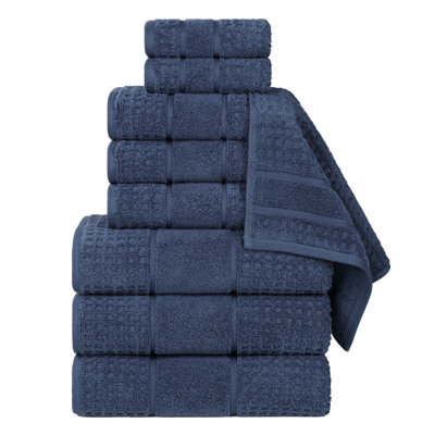 Hisela Zero Twist Cotton Solid Waffle Honeycomb Plush Soft Absorbent Medium Weight Assorted Towel Set