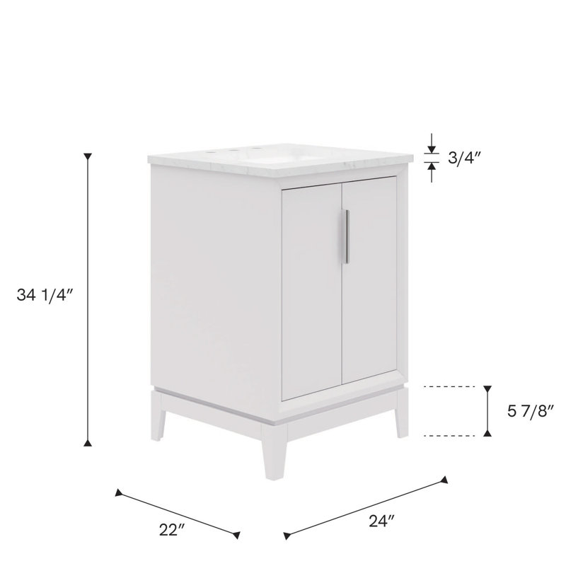 24" Single Bathroom Vanity Set, White
