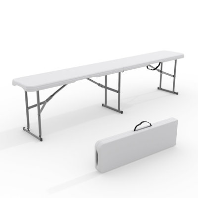 Portable Folding Bench 6 Foot, Plastic Foldable Bench HDPE BenchTop with Carrying Handle for Outdoor Picnic Camping Party Sports Activities