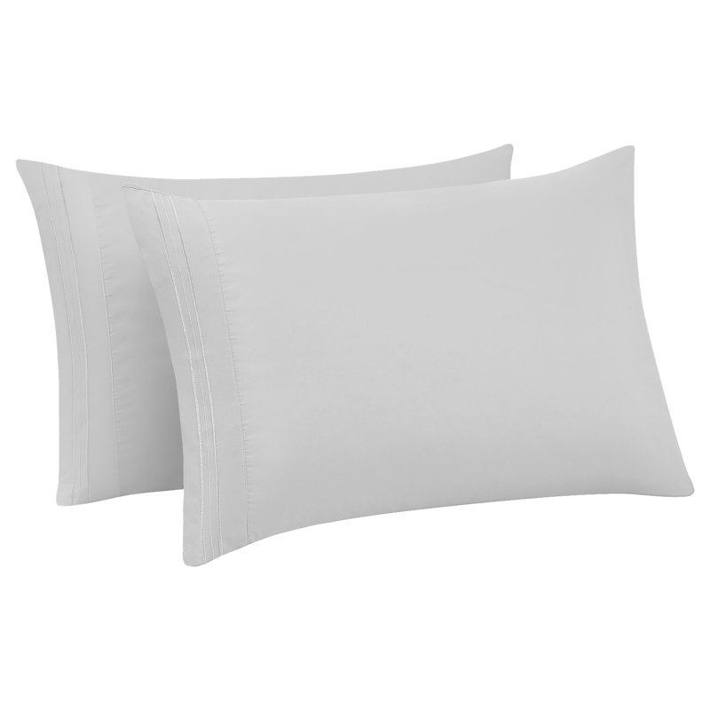 Luxury Embroidered Ultra Soft Microfiber Pillowcases (2-Pack) by Sweet Home Collection®, King Pillowcase, Taupe