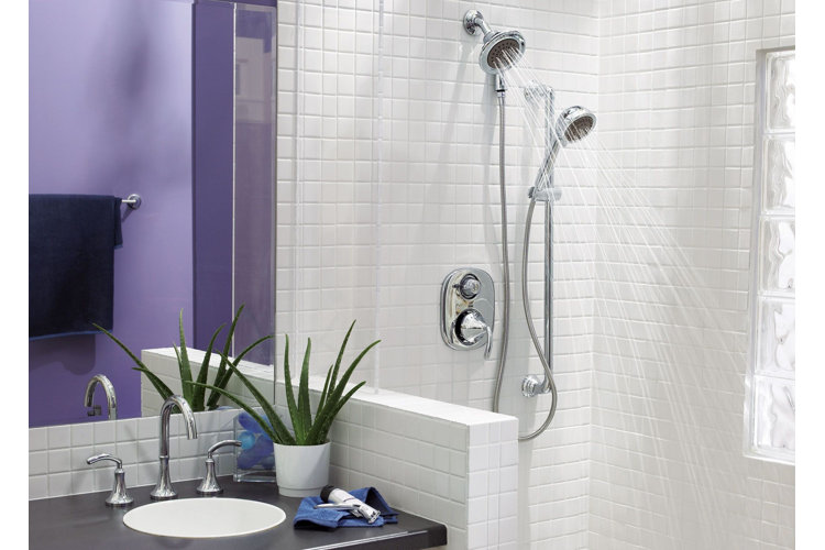 Modern bathroom with shower handle