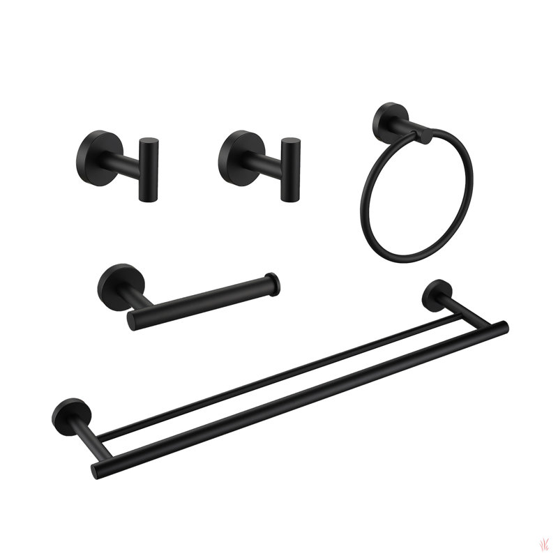 Ensemble de 5 supports à serviettes pour salle de bain, Noir