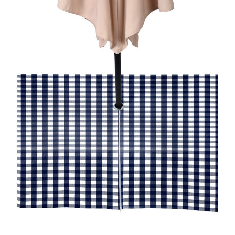 Picnic Check Outdoor Water Repellent Tablecloth, 84" x 60", Navy