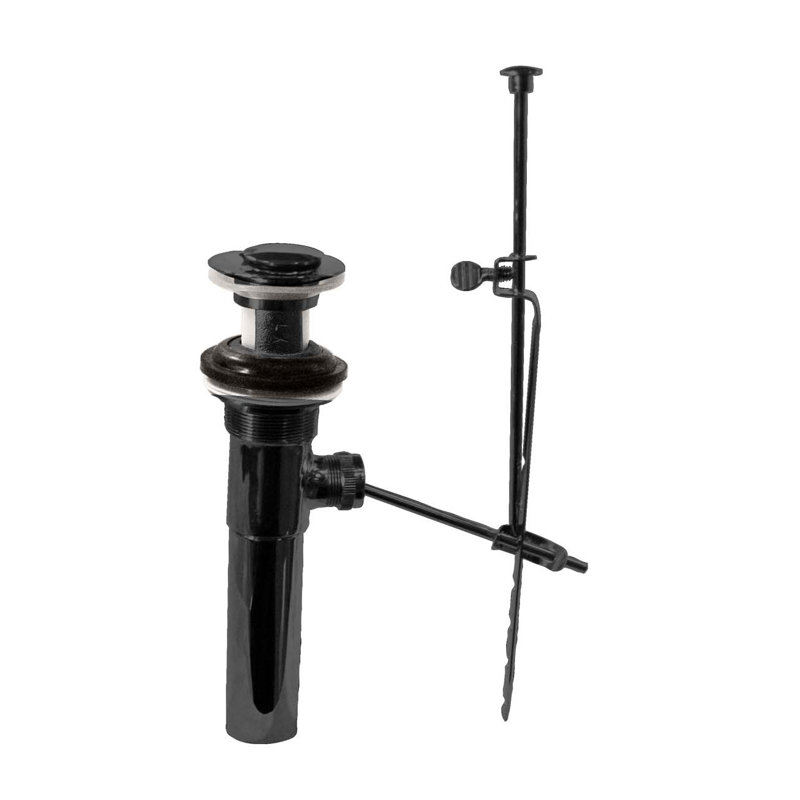 Pop-Up Lavatory Drain Assembly with Lift Rod and Overflow Holes-Exposed, Matte Black