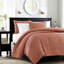 King 3 Piece Reversible Bedspread Clay Red - With Graceful Quilting Design, Pre-washed Cotton For Comfort, Includes & 2 Matching Shams, Machine Washable Oversized With Exquisite Filling Relaxing,