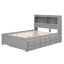 Lit plateforme gris avec lit gigogne amovible, tiroirs, ports et tête de lit-286540248