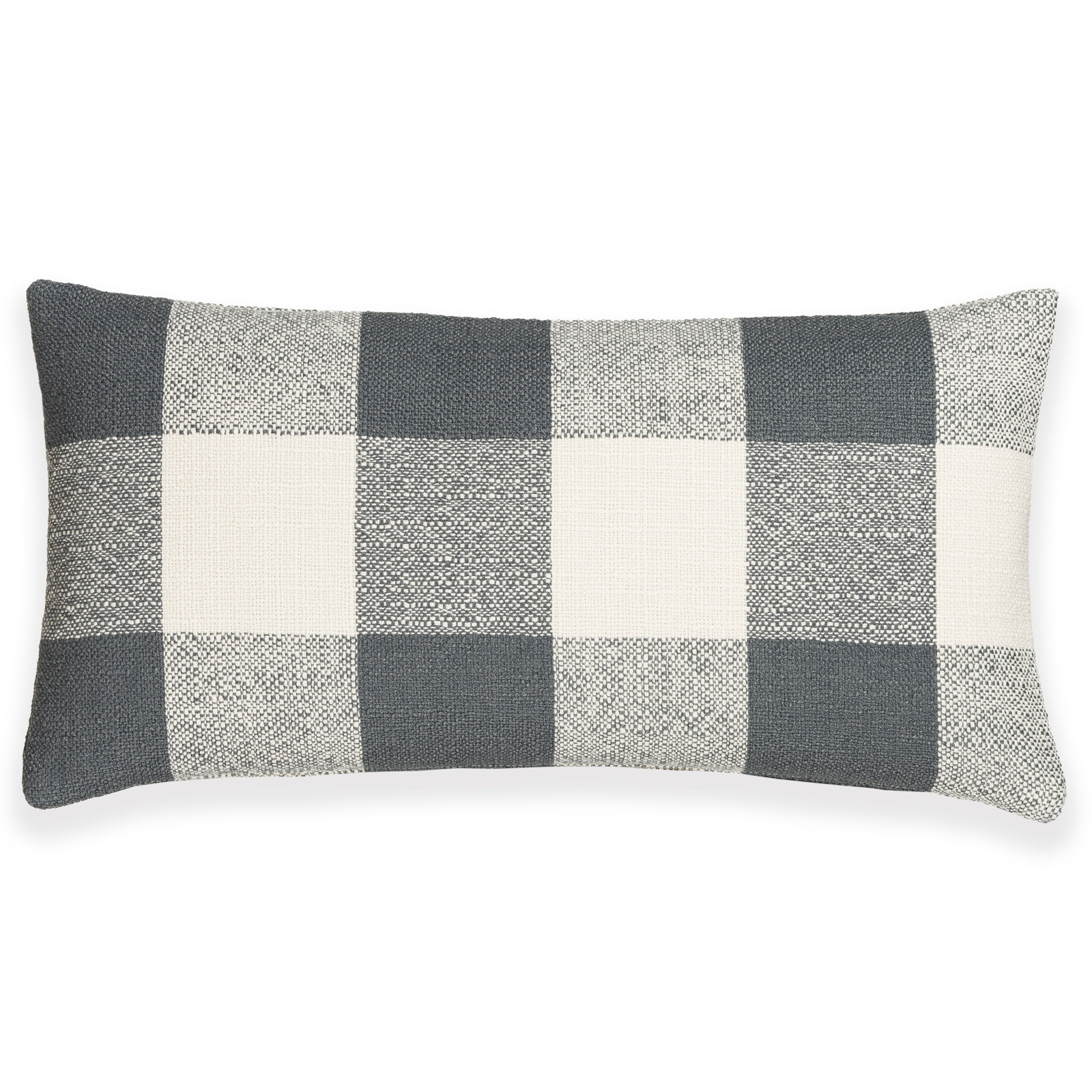 Birch Lane Cleveland Throw Pillow Lumbar, Blue Checkered, Feather