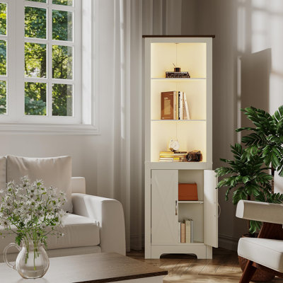 66.5" H x 21.7" W Corner Storage Bookcase with Cabinet