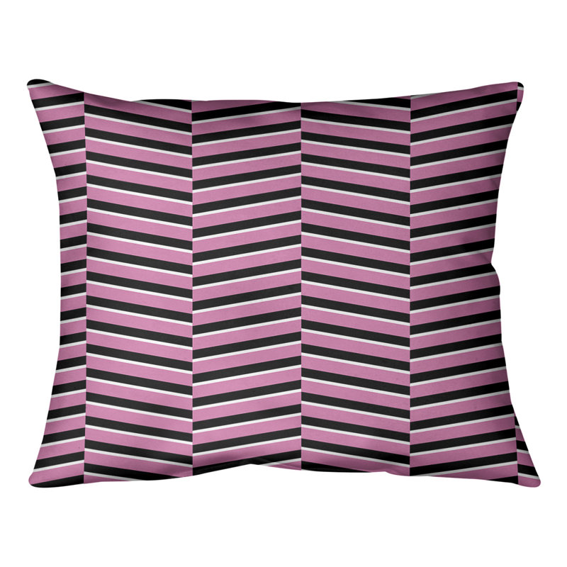 Coussin lombaire à rayures fracturées, H 10 po x l 14 po, Duvet / Plumes, Rose