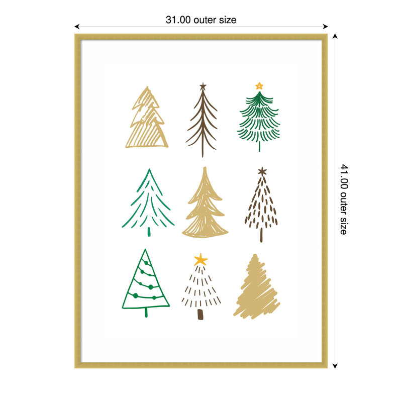 «Christmas Trees 1» par Wood, reproduction d'art encadrée, H 41 po x l 31 po