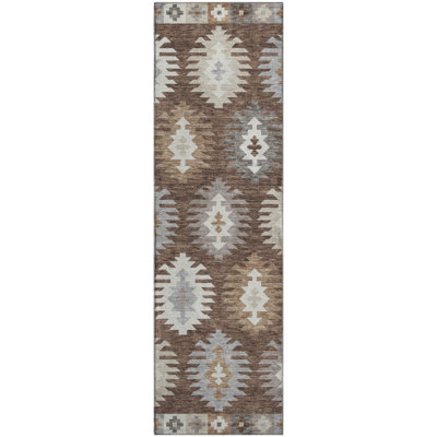 Premium Machine Washable Prisco Brown Rug
