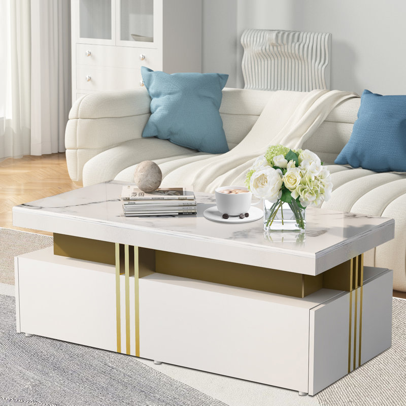 Aakruti Floor Shelf Coffee Table with Storage, White