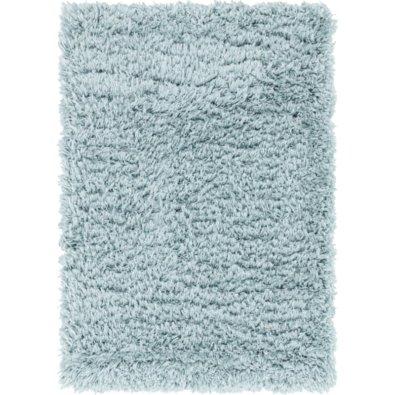Tapis à poils longs en polyester bleu ardoise tissé à la machine Poler, Rectangle 2 pi x 2 pi 11 po