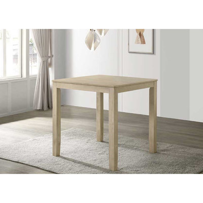 Table de salle à manger carrée couleur crème, style traditionnel, 4 couverts, construction robuste, bois