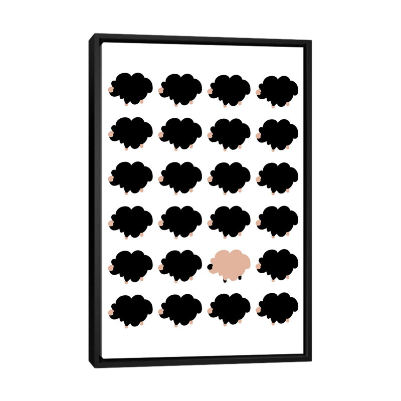 Berger rose-impression d’art graphique, Pas de tapis, H 40 po x l 26 po x P 1,5 po, Toile avec cadre noir