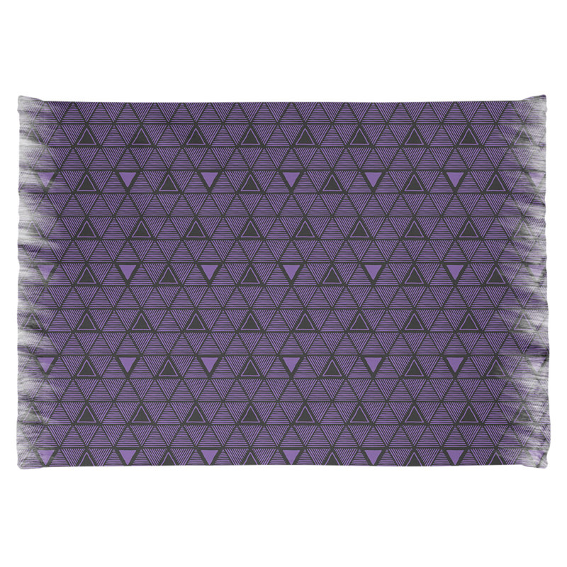 Tapis de couleur mauve/noir à triangles tracés à la main, Oui