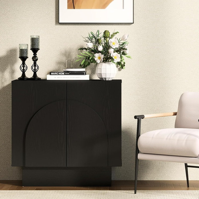 Buffet noir à 2 portes arquées - style campagne moderne