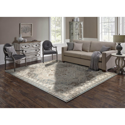 L'Baiet Mindoro Light Blue/Beige/Brown Oriental Area Rug
