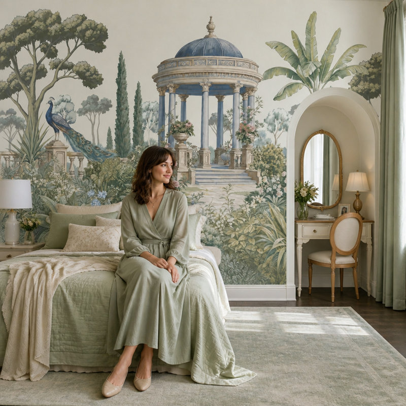 Panneau mural Garden Pavilion, 120 po x 96 po, Peler et coller