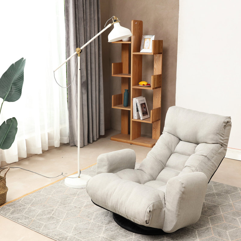 Chaise rotative confortable avec rembourrage en lin et support