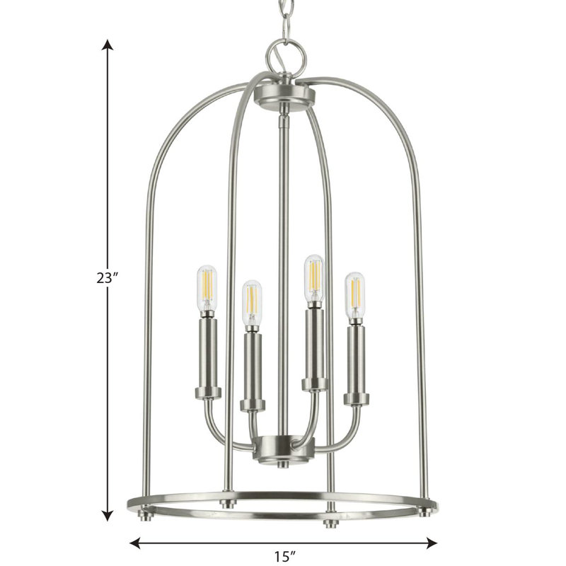 4 - Light Lantern Pendant, Brushed Nickel