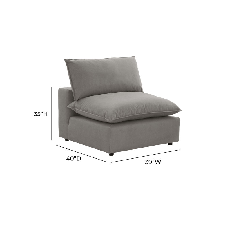 Ellaria Armless Chair, Light Gray
