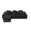 Canapé de coin en laine d'agneau noire moelleuse de 129,8 pouces-241844424-241844439