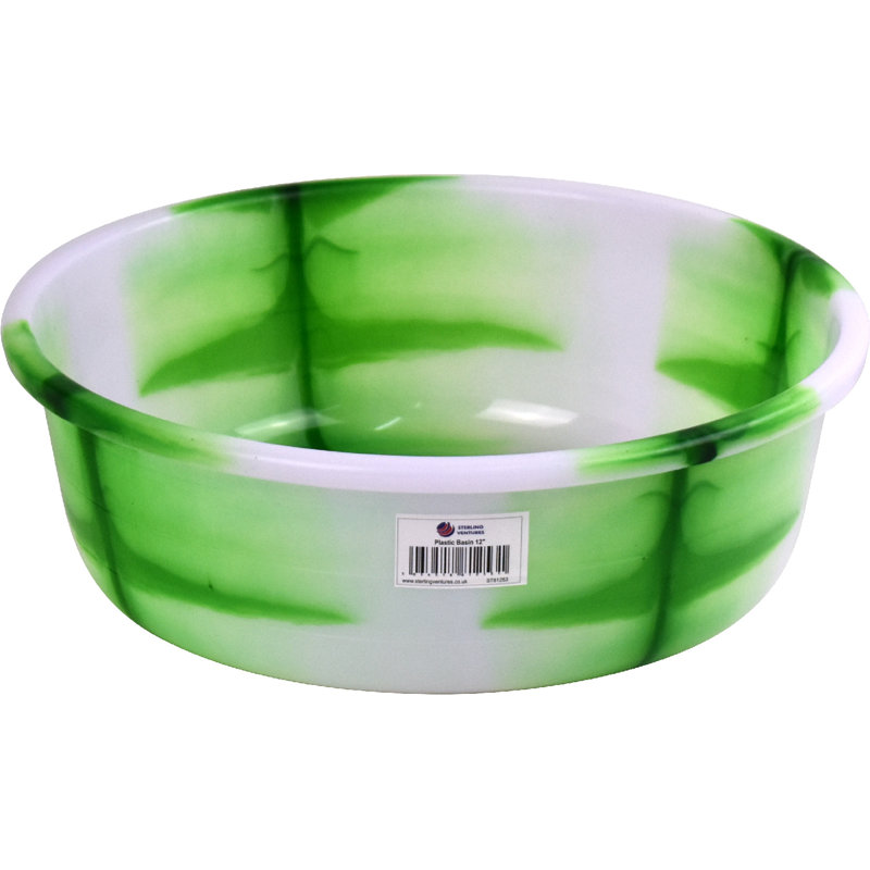Tie-Dye Colour Plastic Round Wash Basin10", 5, Green