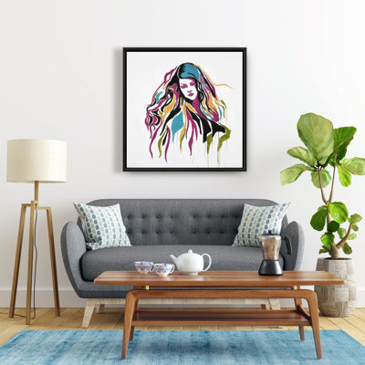 Art sur toile jaune avec encadrement rétro femme jaune | Décoration intérieure