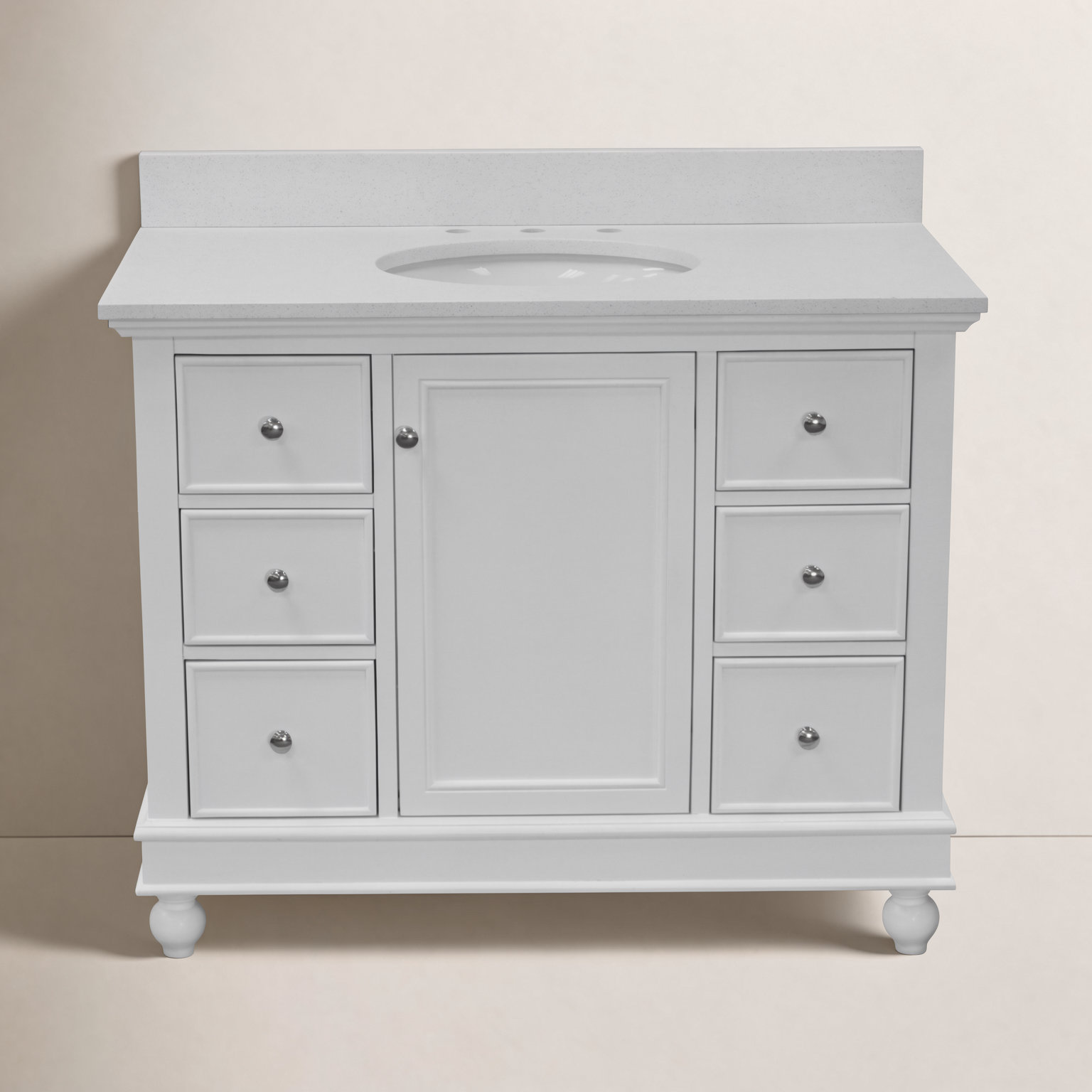 Ferdinand 42'' Single Bathroom Vanity, White, Quartz