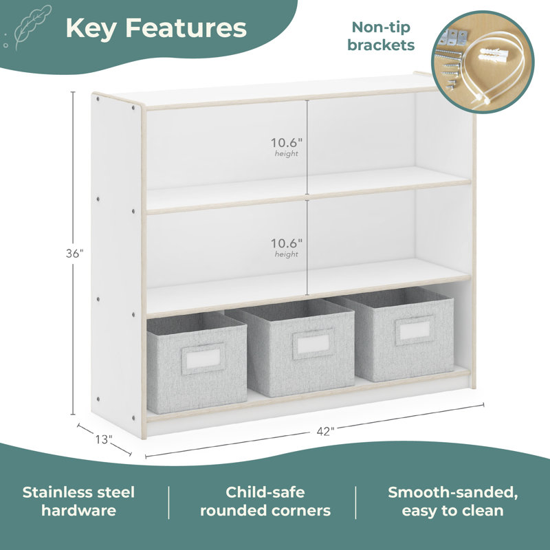 Rangement ouvert à 3 tablettes EdQ Essentials, Blanc