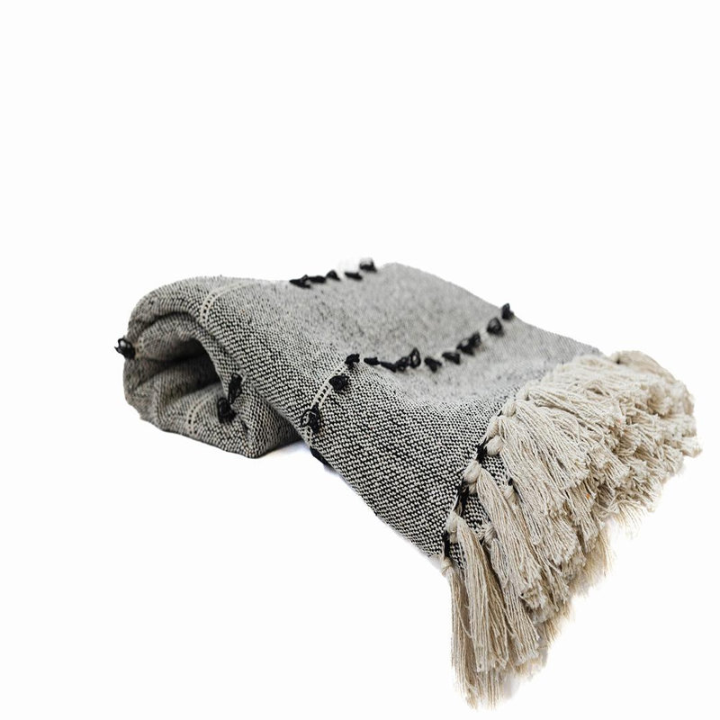 Jeté en coton 50 po x 70 po avec pampilles