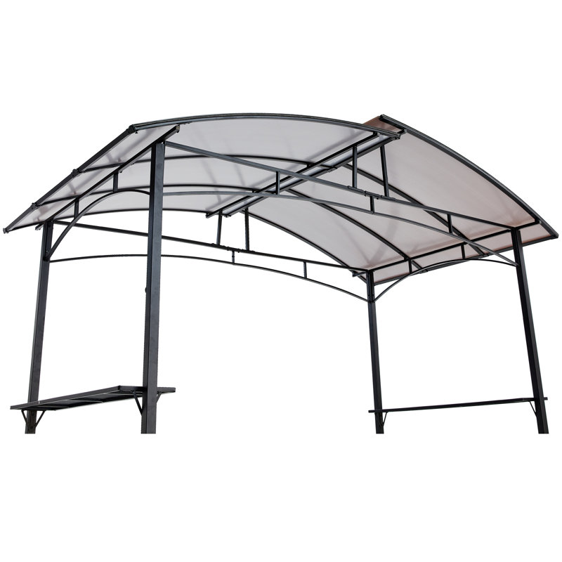 Patio Grill Gazebo 8X5ft,Outdoor Patio Canopy,BBQ Shelter With Steel Hardtop And Side Shelves