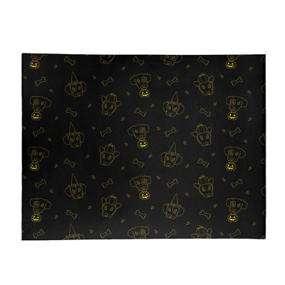 Tapis noir/jaune fait main