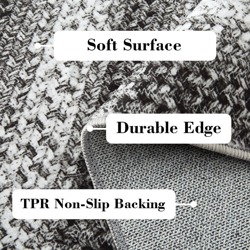 Machine Washable Area Rugs with Non-Slip Backing for Hallway Living Room Bedroom Kitchen and Laundry Room Vintage Carpet Low Pile Rug