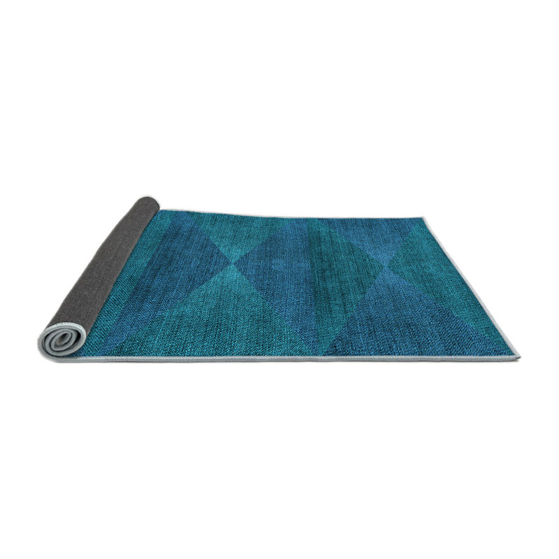 Tapis bleu light en laine géométrique Tyra, Rond 5 pi