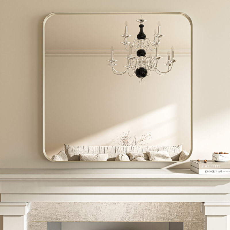 Tahleek Bathroom Aluminum Framed Rectangle Wall Mirror  with High-Definition Shatterproof Glass, Gold, 30" x 30"