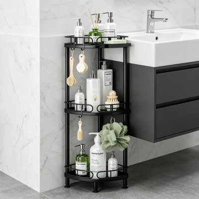 Corner Shower Caddy Standing - 3 Tier Rustproof Metal Shower Organizer Stand