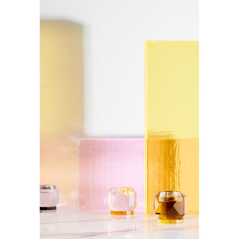 Ophelia Tealight Candle Holder, Clear/Brown/Yellow