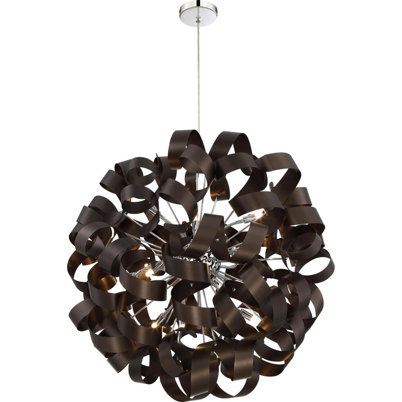 Lustre sphérique unique et spectaculaire à 12 lumières Dandrea, H 23 po x l 23 po x P 23 po