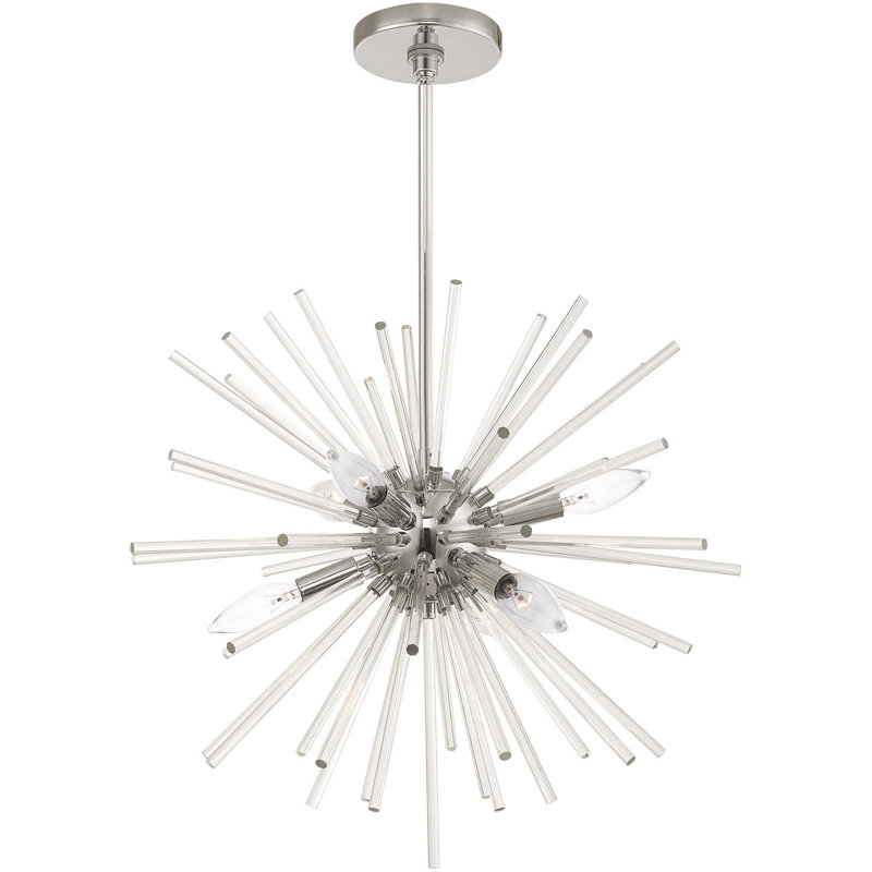 Lustre linéaire moderne à 6 lumières Heyley, Chrome poli