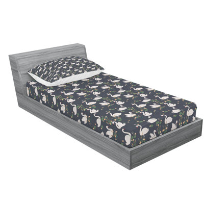 Swan Microfiber Floral Fitted Sheet