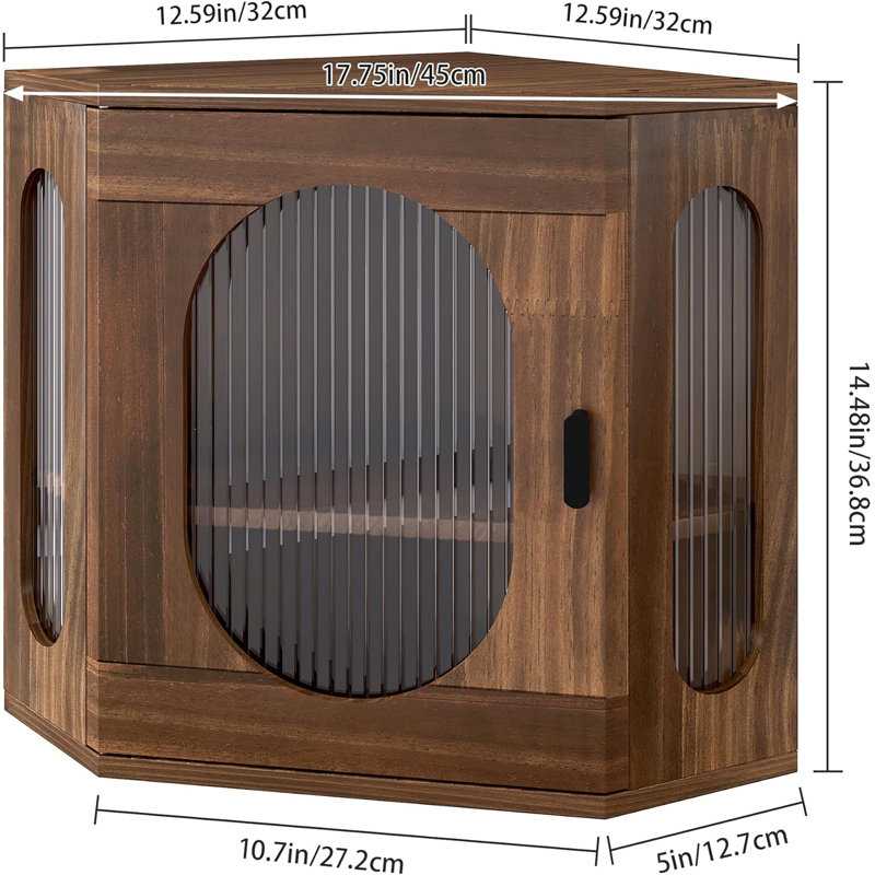 Boîte à pain de coin, double couche réglable en bois massif de grande capacité, organisateur de comptoir de cuisine rétro Farmhouse avec fenêtre en acrylique, brun rétro