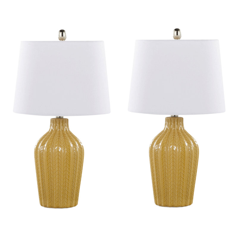 Lampe de table contemporaine en céramique, Jaune