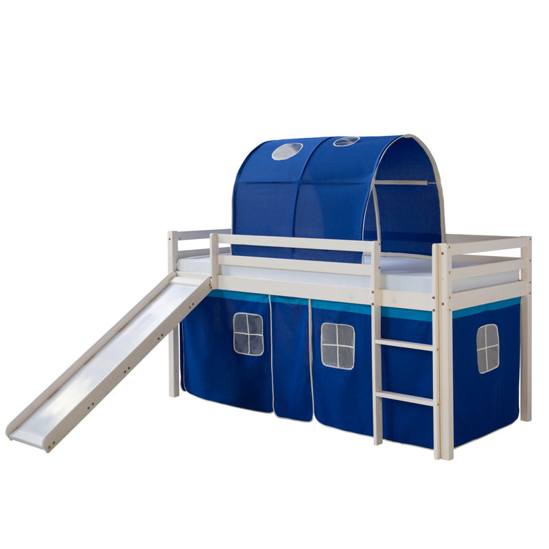 Alyce European Single (90 X 200Cm) Solid Wood Low Loft Bed by Zoomie Kids, Blue