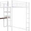 Lit mezzanine double en métal avec 2 tablettes et 1 bureau, blanc