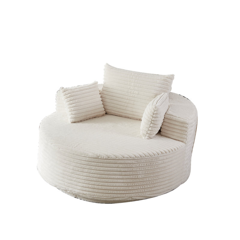 Fauteuil d'appoint rembourré en velours côtelé 55 po Victoria avec base pivotante à 360 ° Victoria, Beige